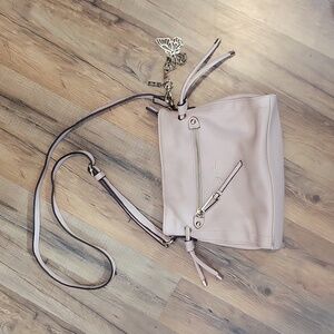 JESSICA SIMPSON Pink Faux Leather Crossbody with Removable Butterfly Key Charm